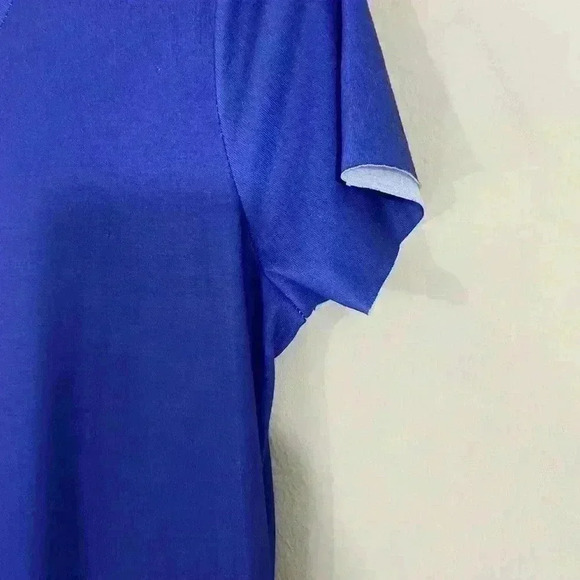 Blue, white and copper raw edge maxi dress - Picture 3 of 4